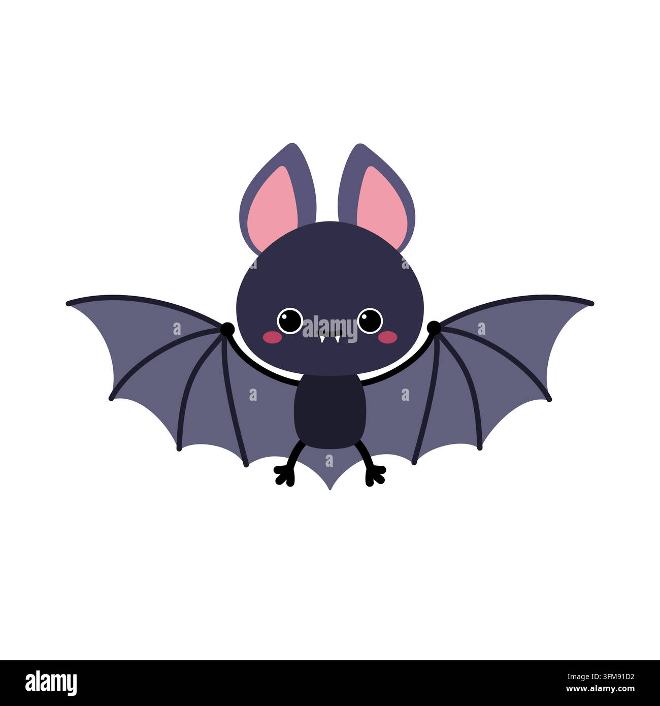 Cute cartoon bat with spread wings Stock Vector