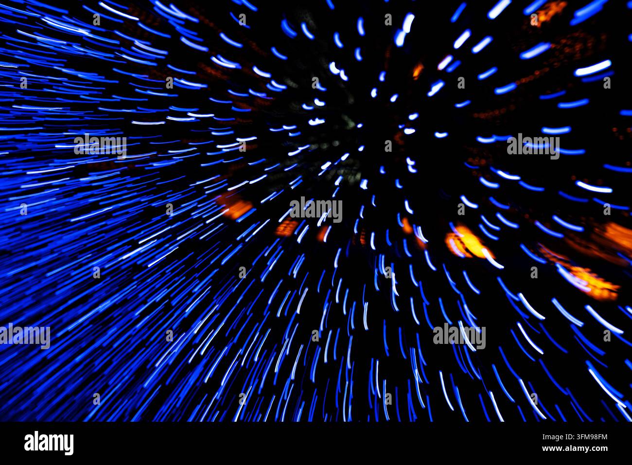 Abstract blue motion light explosion background Stock Photo