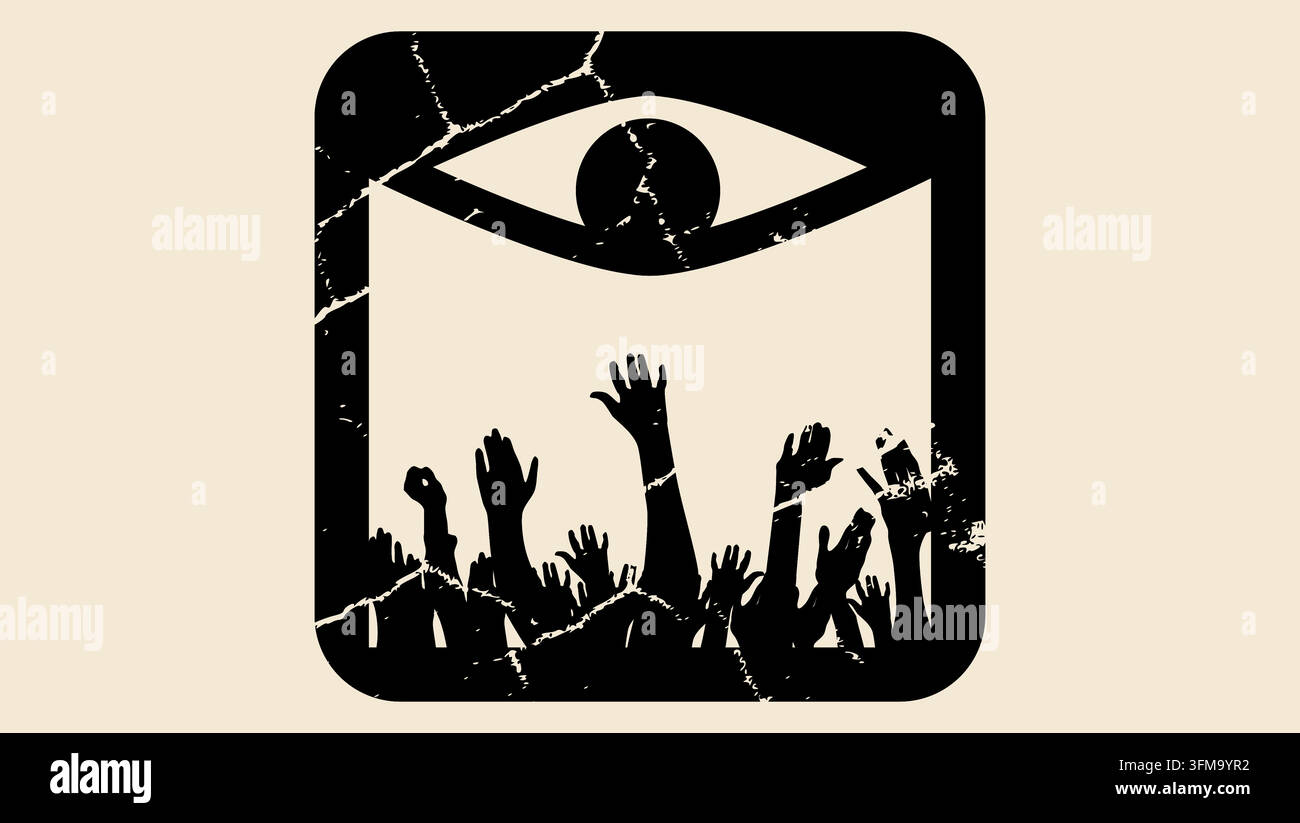 authoritarianism symbol, black isolated vector silhouette Stock Vector