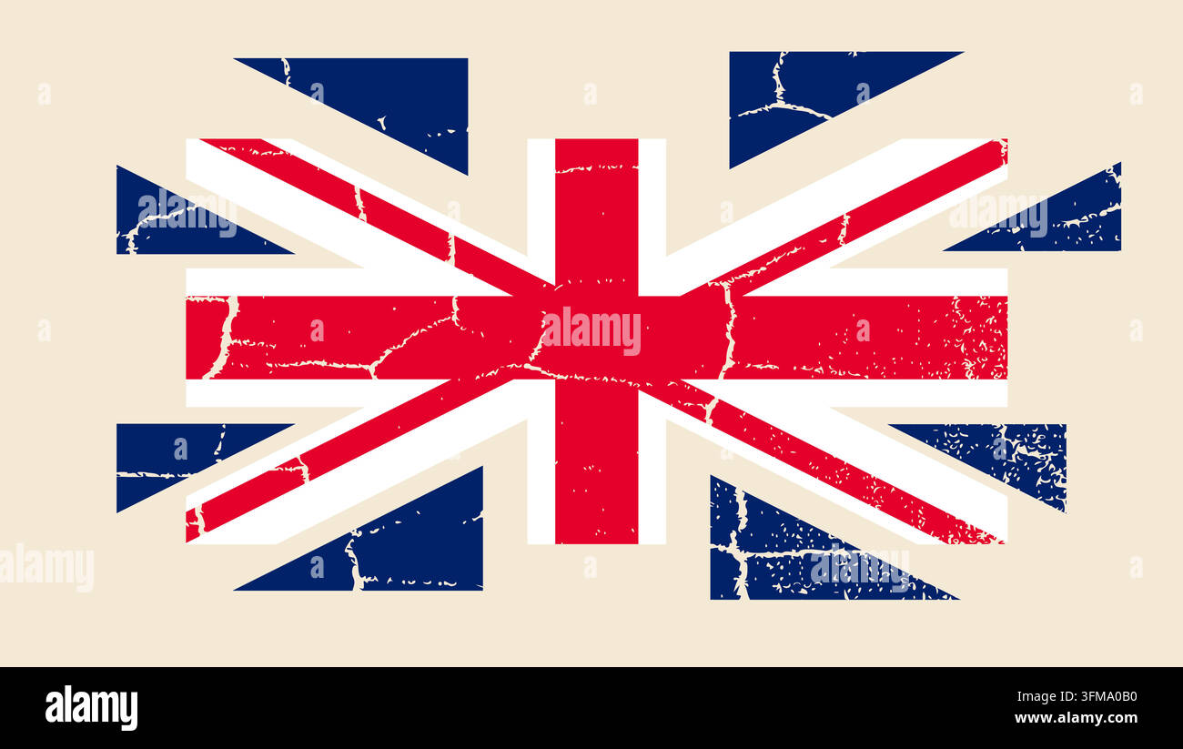 Explosive britain flag,c olor vector illustration Stock Vector