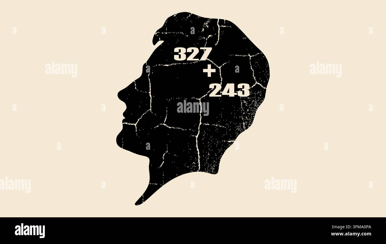 mental arithmetic, black vector silhouette Stock Vector