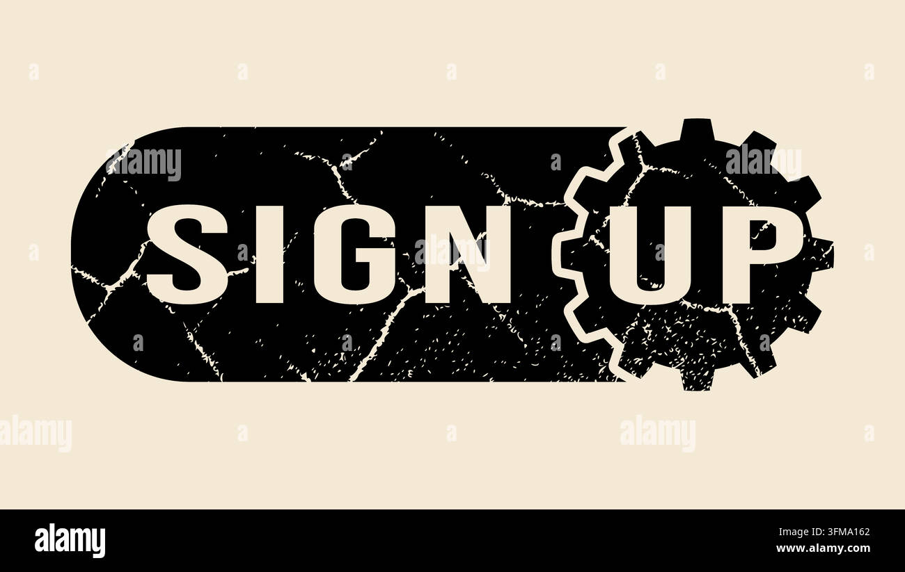 sign up sign, black  vector silhouette Stock Vector