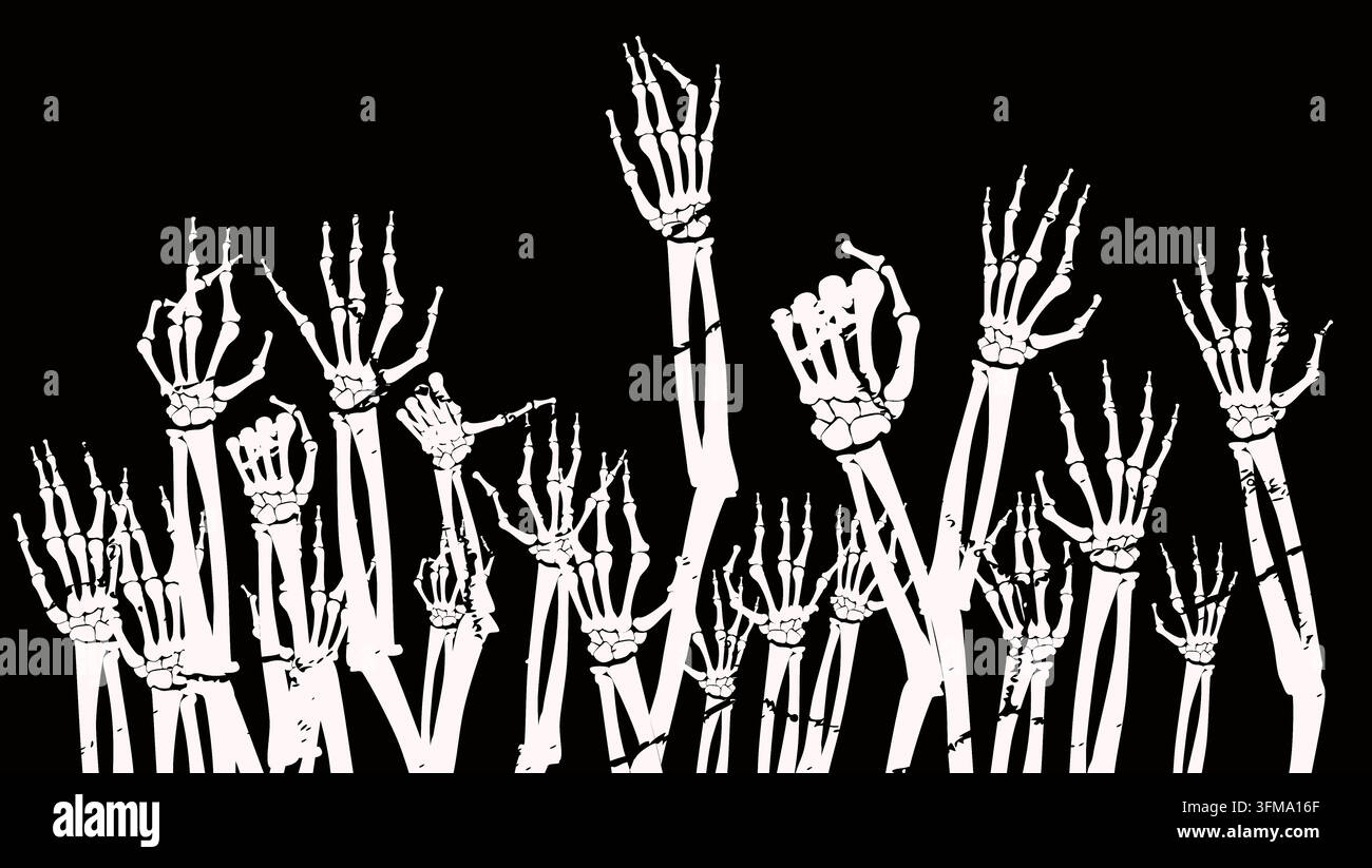 skeleton hands, black isolated vector silhouette Stock Vector