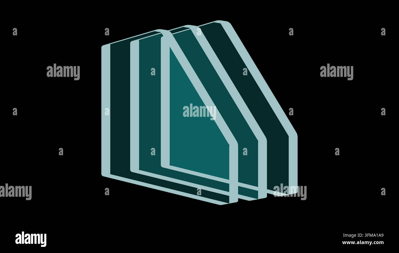 triple-layer laminated glass, color vector illustration Stock Vector