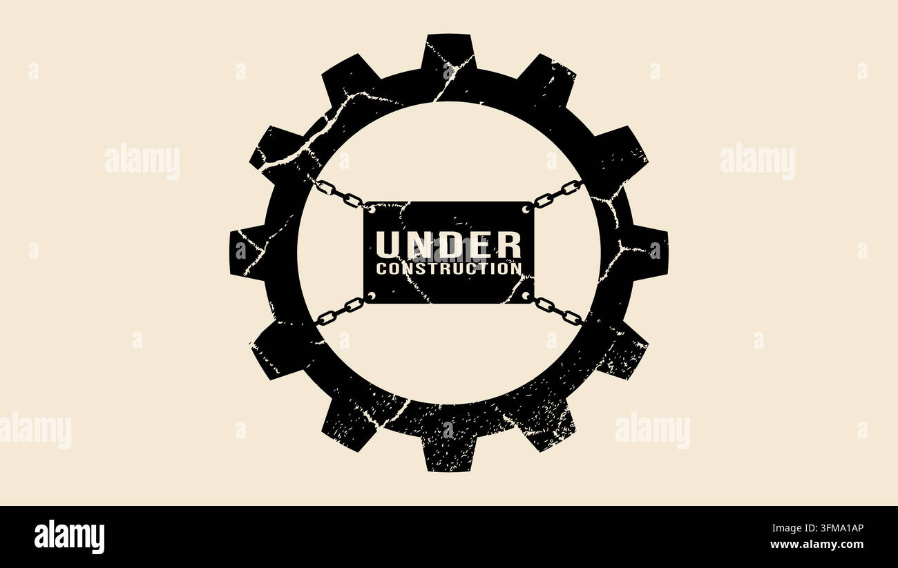 under construction sign, black  vector silhouette Stock Vector