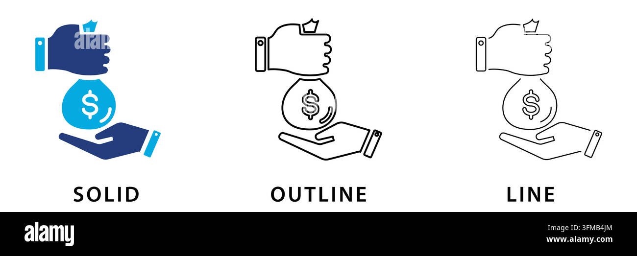 Loan icon in solid, outline, and line style Stock Vector