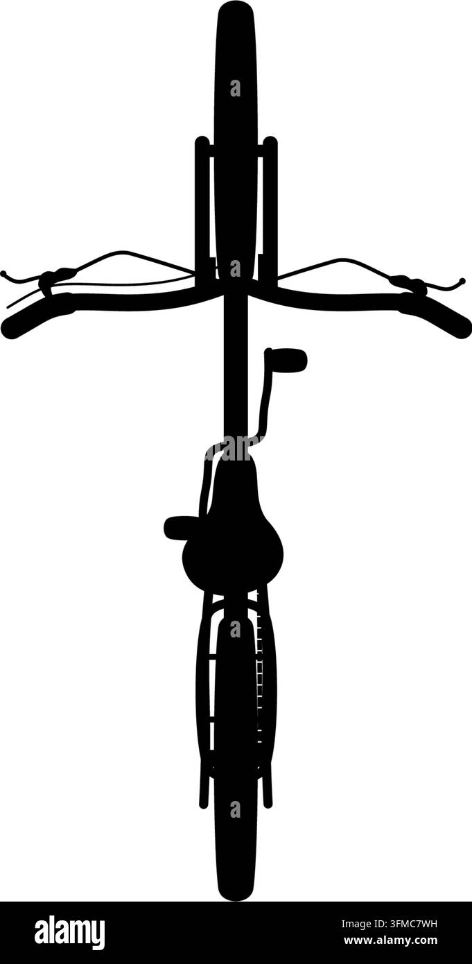 bike top view, black isolated vector silhouette Stock Vector
