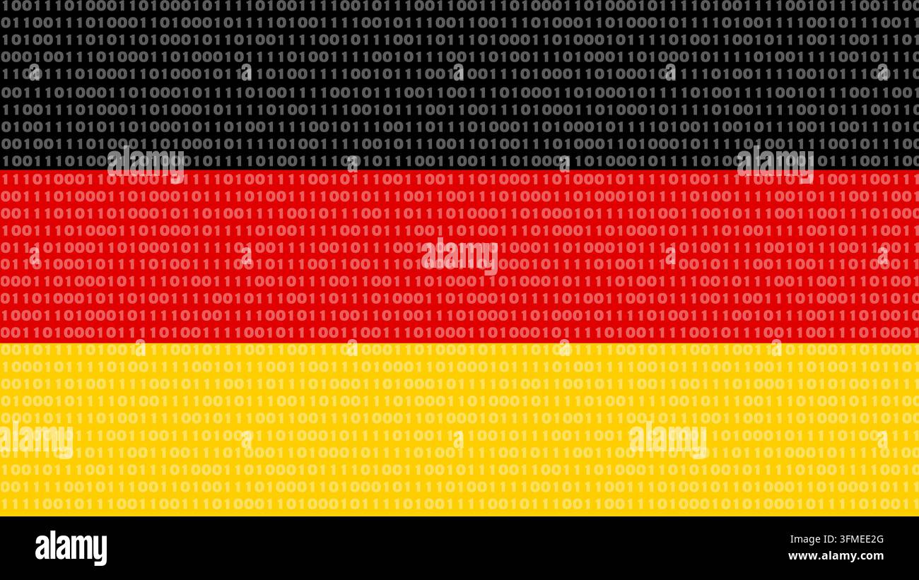 Flag of germany with binary code overlay Stock Photo