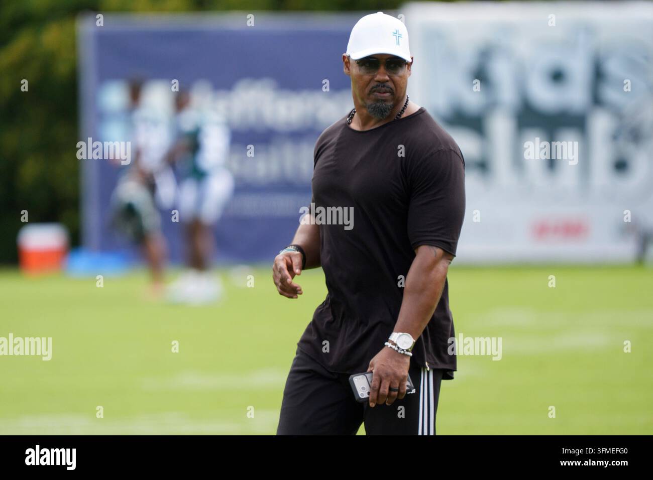 FILE - Former Philadelphia Eagles' Brian Dawkins looks on during ...