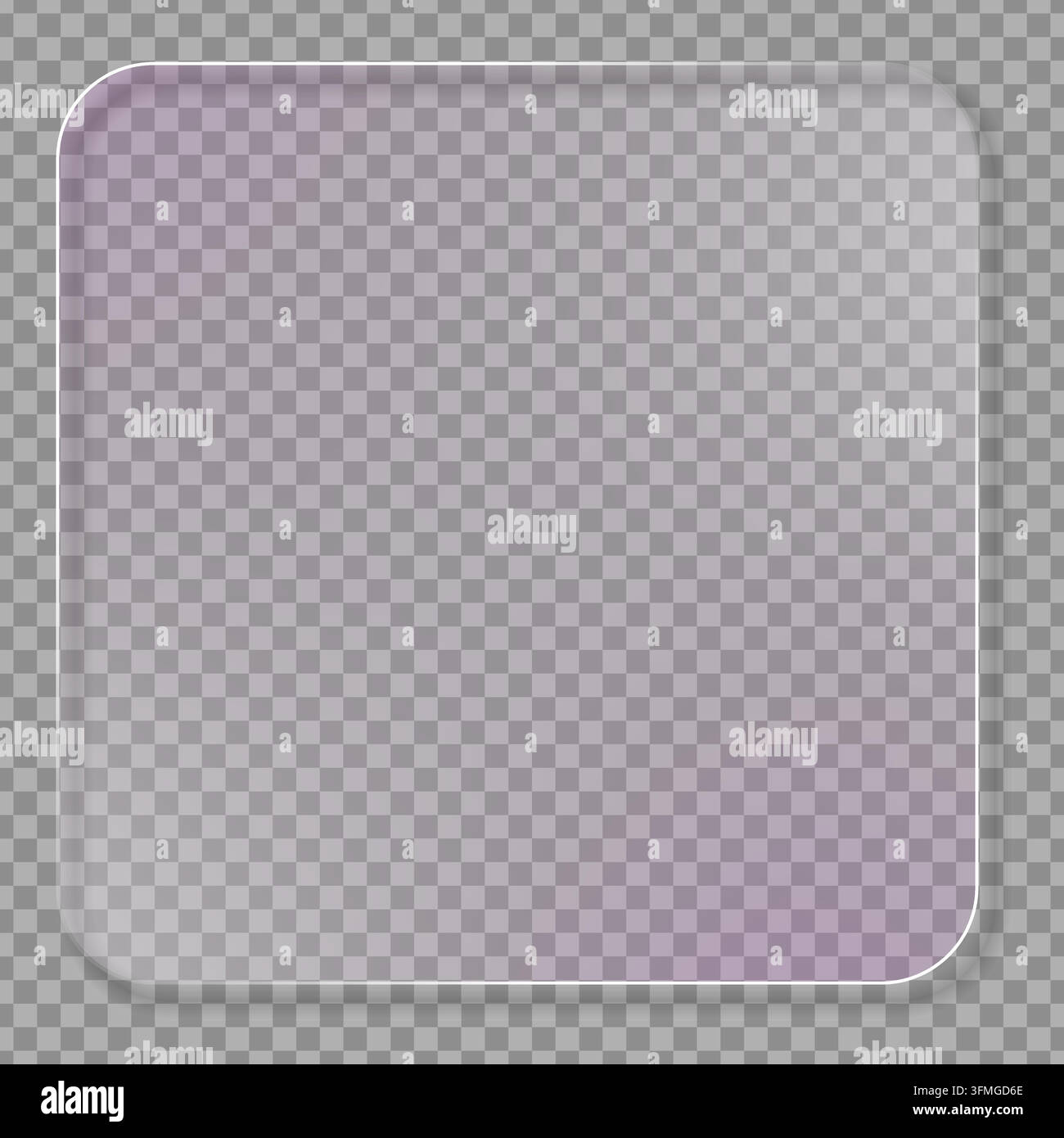 A modern transparent glass panel with rounded corners, subtle gradient, and soft shadow. Versatile UI element for overlays, frames, and contemporary g Stock Vector