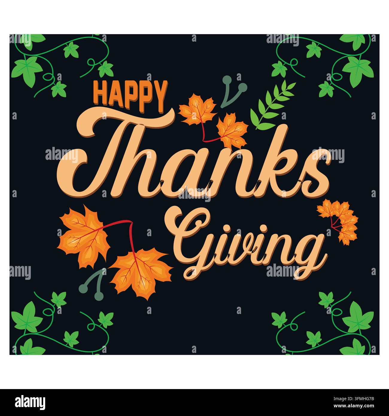 Happy Thanksgiving Day typography. Flat vector modern illustration Stock Vector
