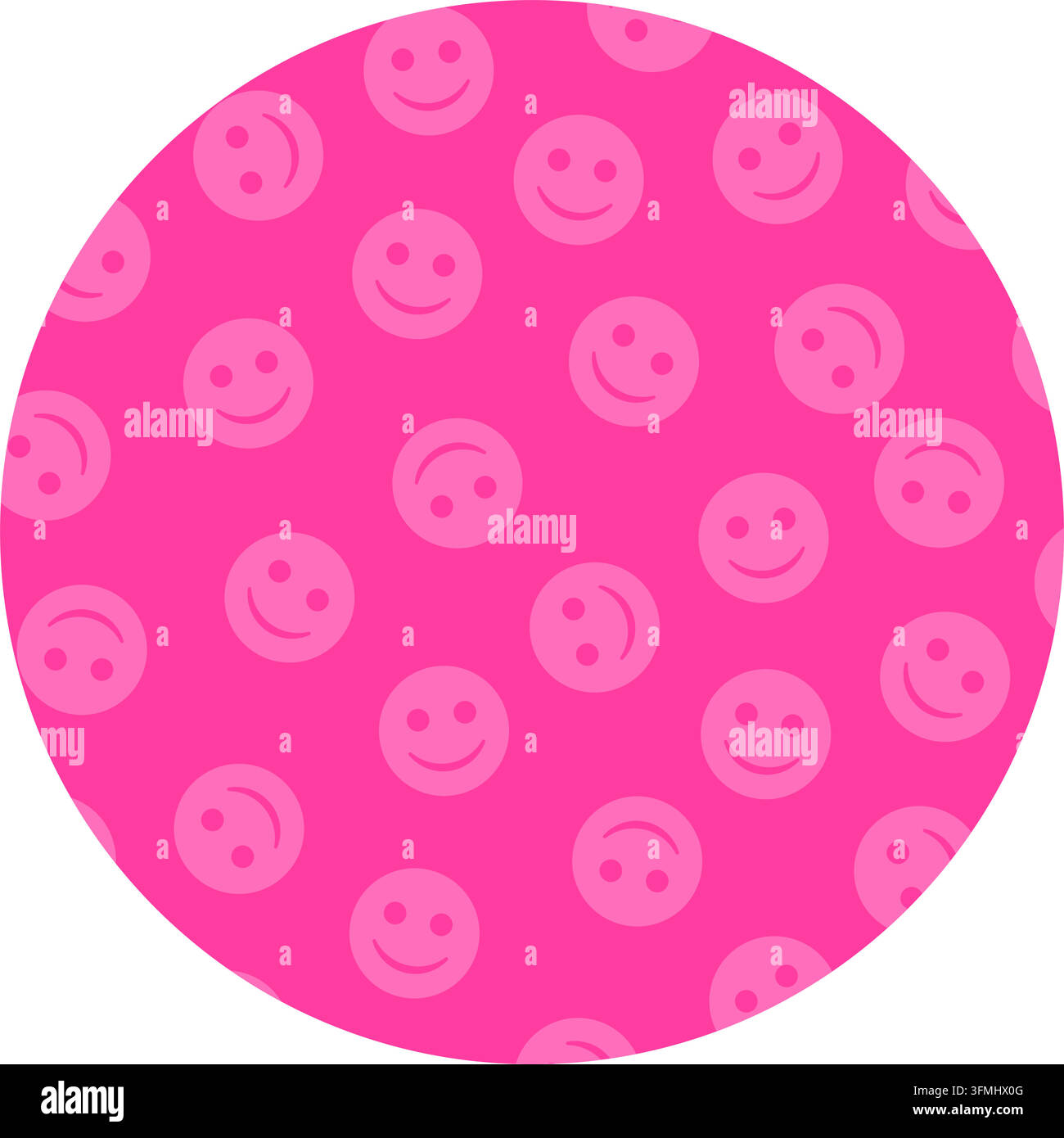 Smiley face emoji pattern round vector graphic design element. Magenta ...
