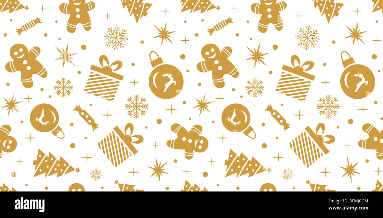 Vector illustration of a seamless Christmas pattern featuring ...