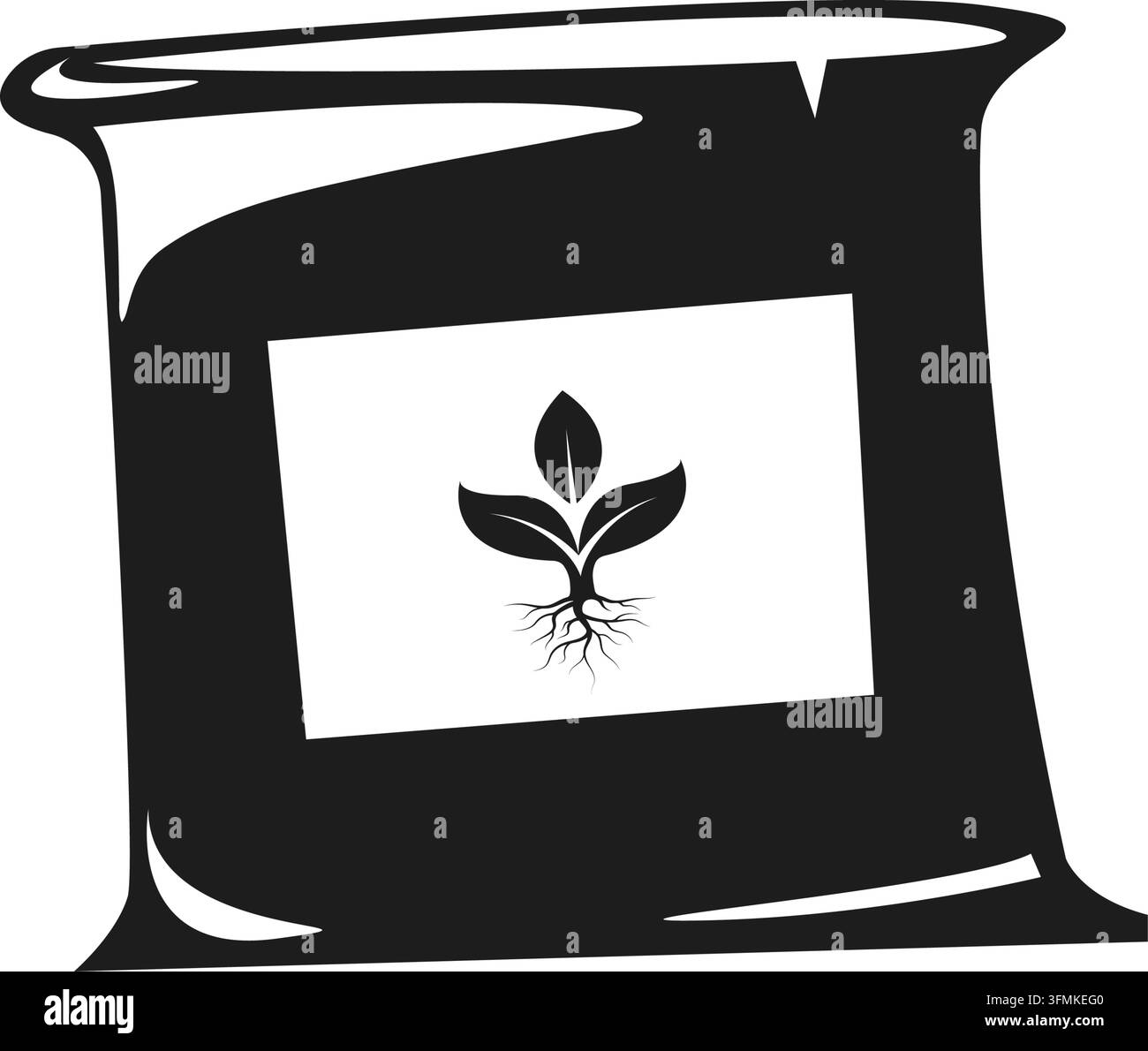 black plant fertilizer sack vector element design Stock Vector