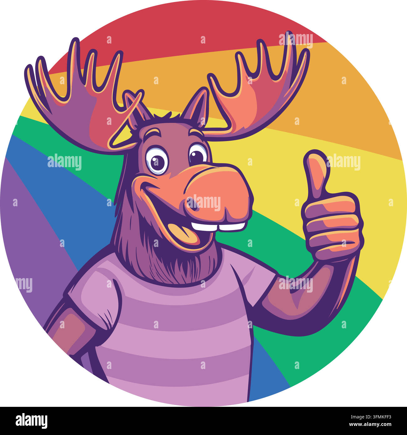 LGBTQ gay elk. Round rainbow logo for pride with gay moose Stock Vector ...
