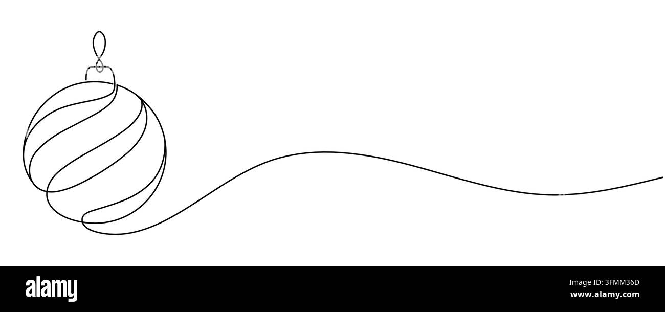 Christmas Ball Ornament One Line Drawing with Editable Stroke Stock ...