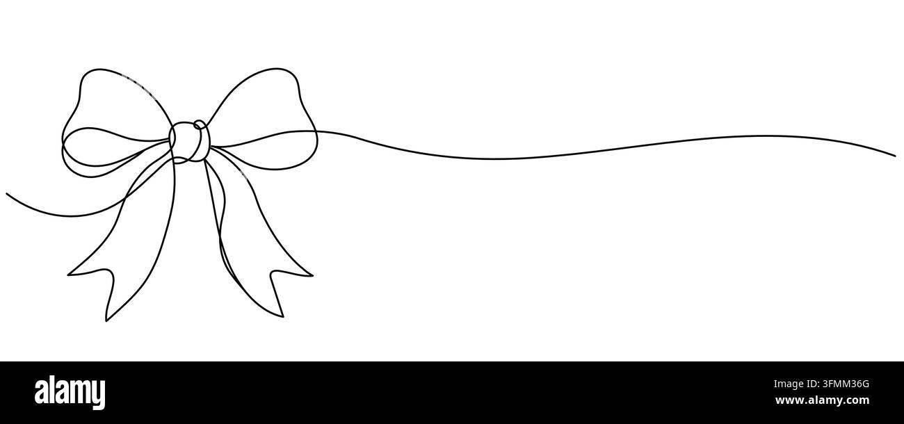 Christmas Bow One Line Drawing with Editable Stroke Stock Vector Image ...
