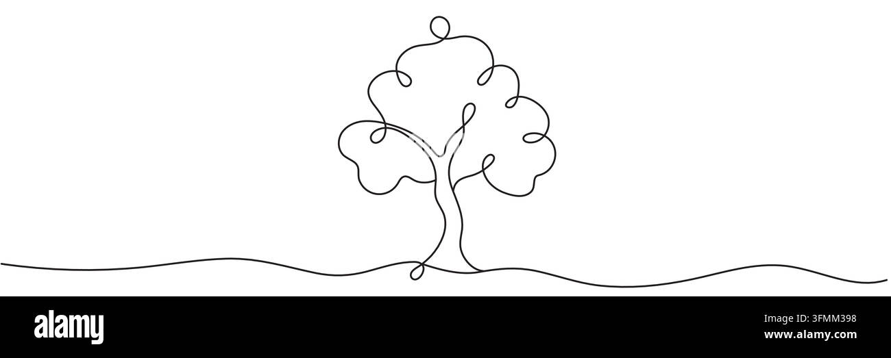 Tree One Line Drawing with Editable Stroke Stock Vector Image & Art - Alamy