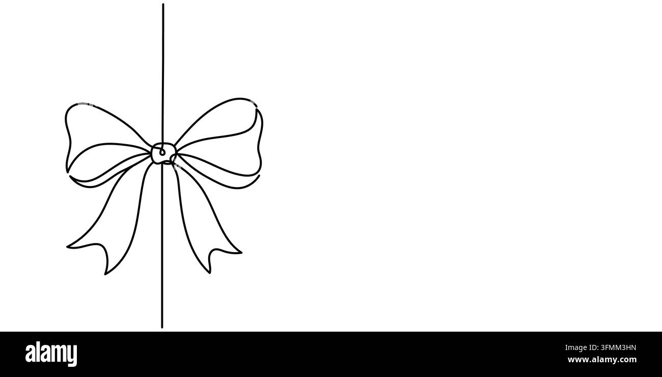 Christmas Bow One Line Drawing with Editable Stroke Stock Vector Image ...