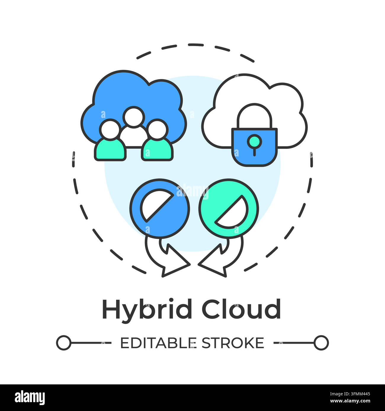 Hybrid cloud flat linear concept icon Stock Vector Image & Art - Alamy