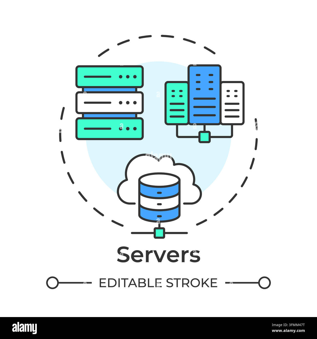 Servers flat linear concept icon Stock Vector Image & Art - Alamy