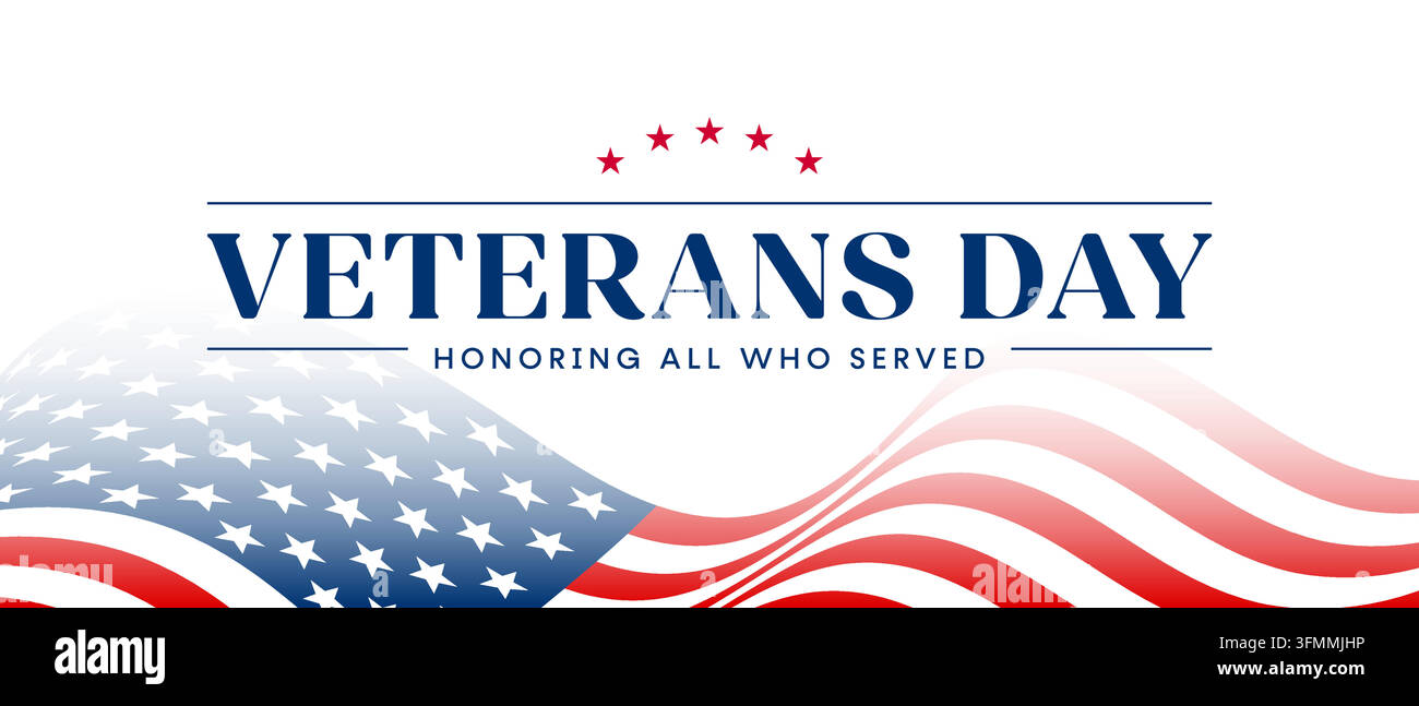USA Veterans Day banner with US flag background and blue text, United ...