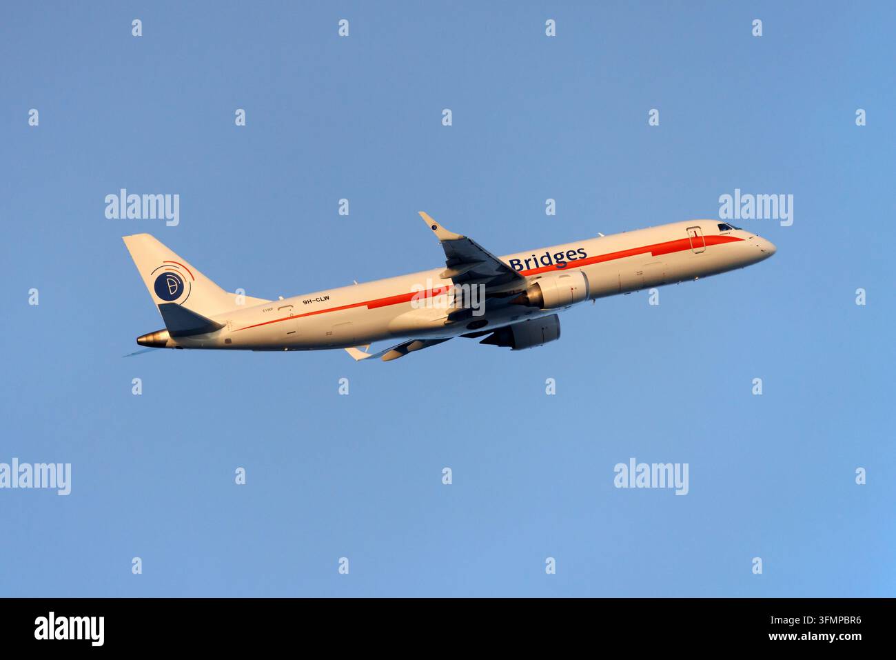 Reg Bridges Air Cargo Embraer ERJ-190AR(F) (REG: 9H-CLW) on deprture to ...