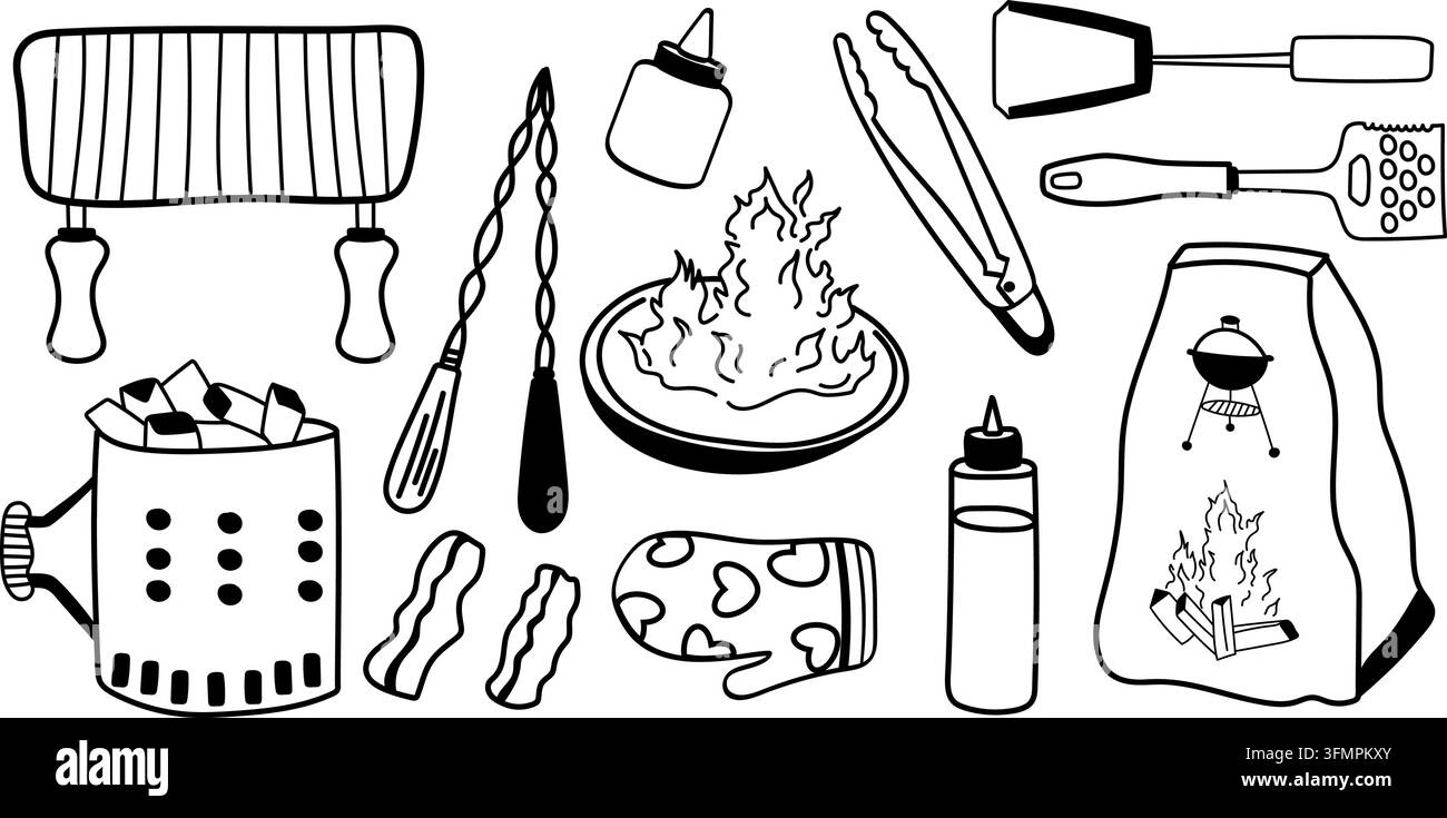 Barbecue essentials set Stock Vector Image & Art - Alamy