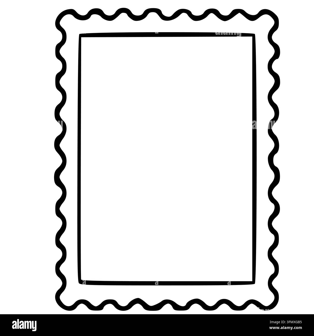 Blank postage stamp vector illustration with wavy perforated edges Stock Vector
