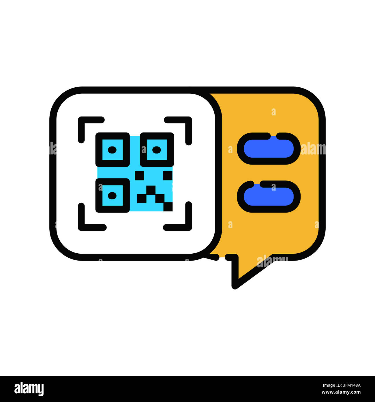 Minimal SMS QR code icon in outline style. Editable stroke vector illustration suitable for text messaging, SMS sharing, QR code scanning, mobile comm Stock Vector