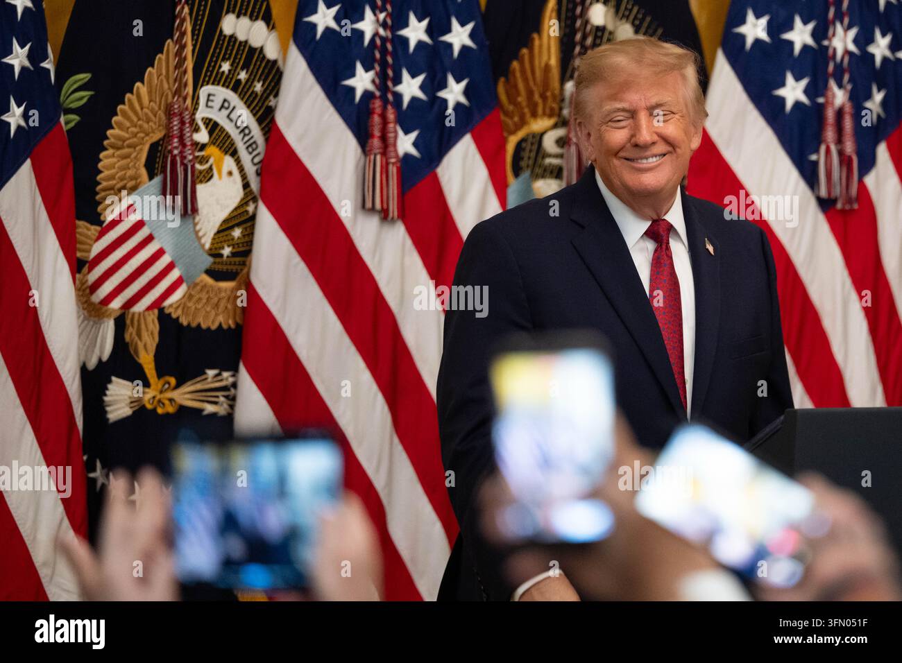 President Donald Trump delivers remarks during a Hispanic Heritage ...