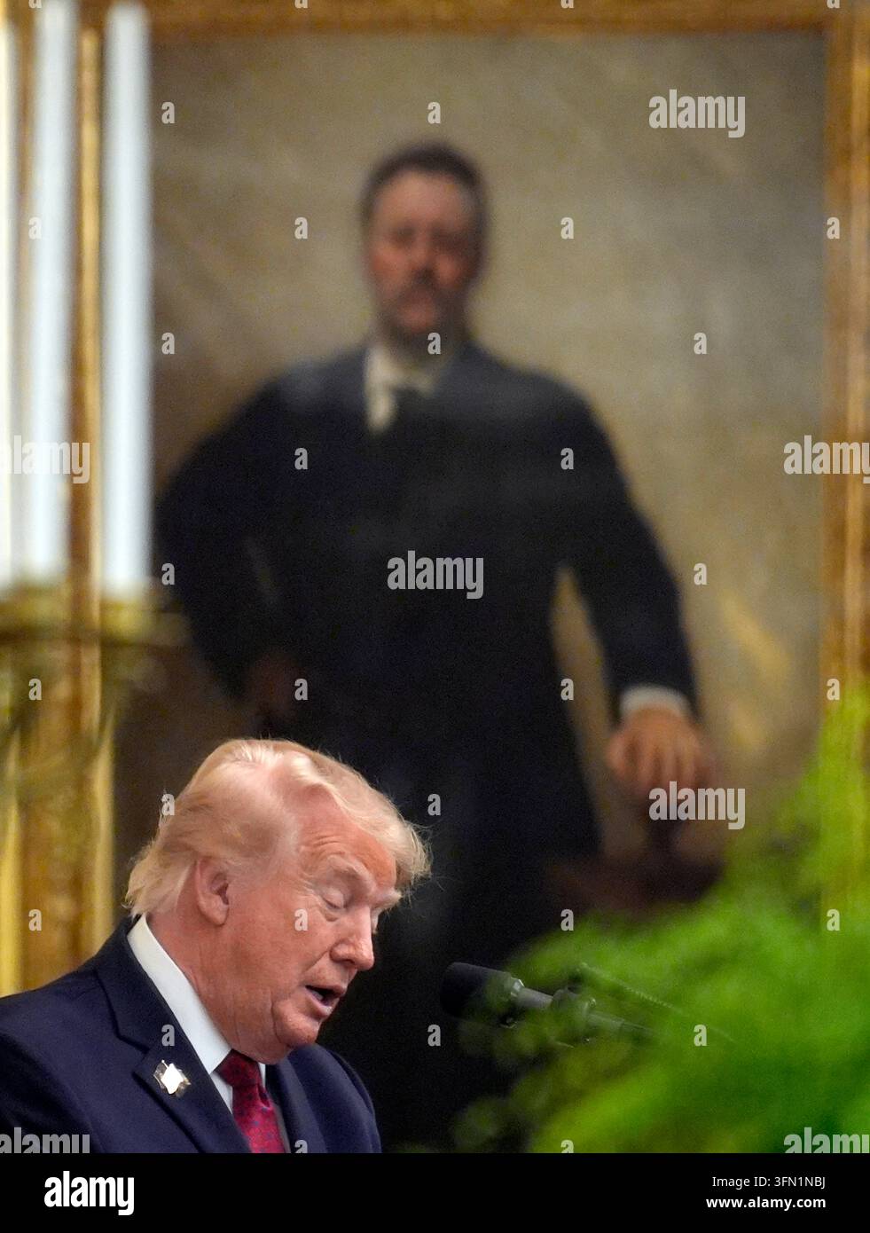 United States President Donald J Trump speaks during the Hispanic ...