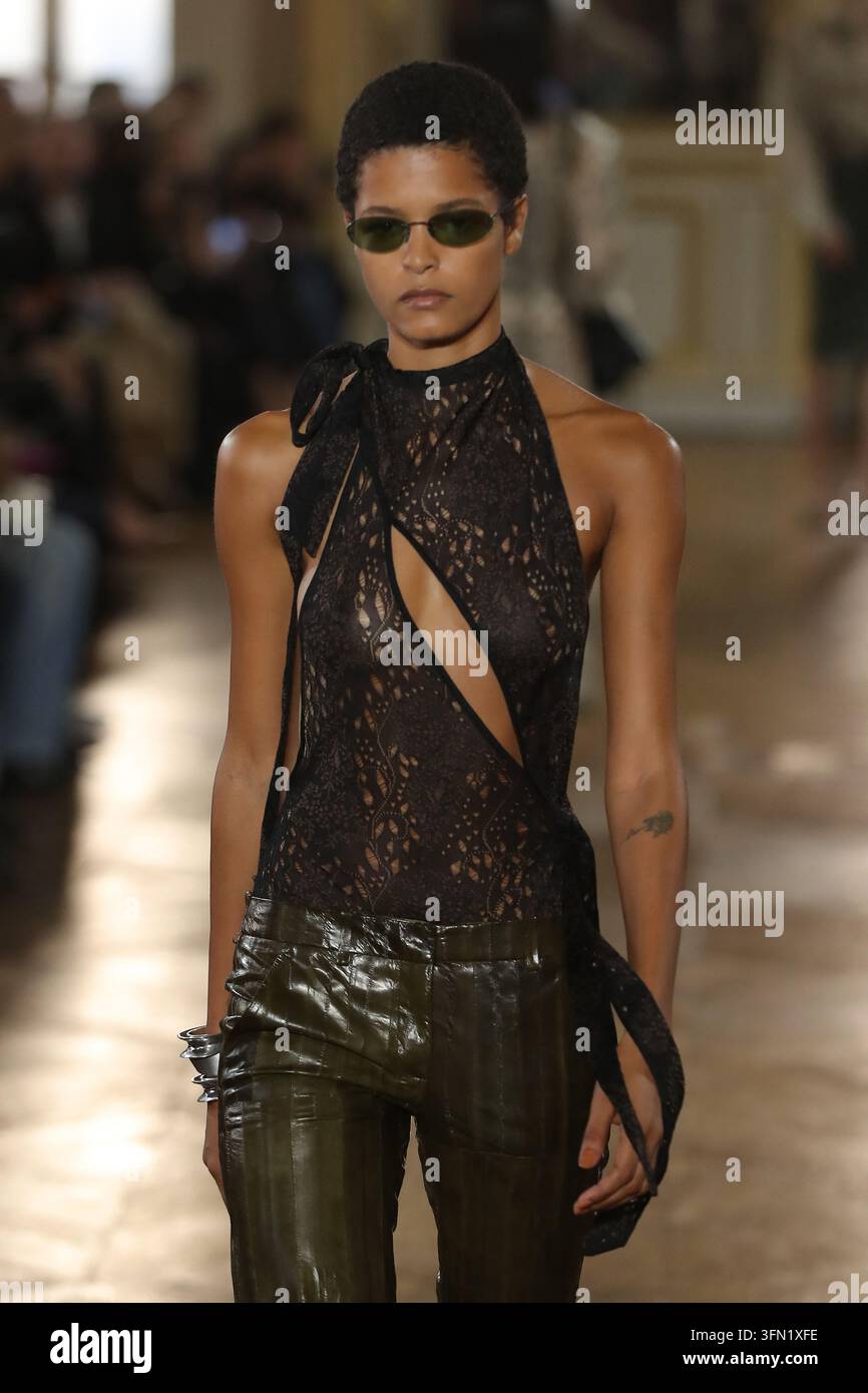 A model walks the runway during the Balmain Womenswear Spring/Summer ...