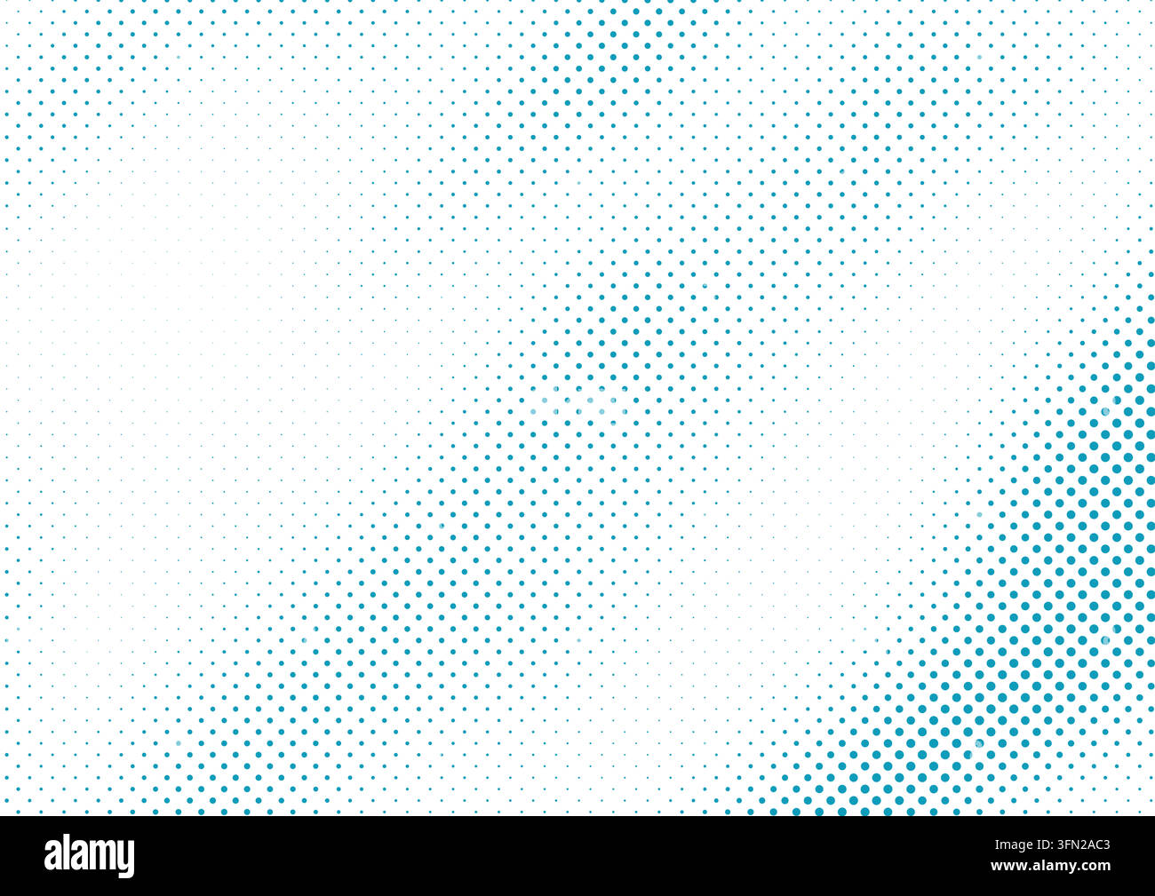 A vibrant blue vector background showcasing an organic wave of halftone dots. The progressive sizing creates a fluid sense of motion and depth. This v Stock Vector