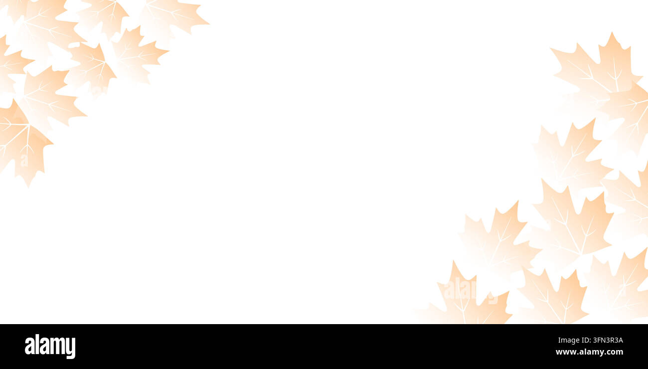 Delicate peach and orange watercolor maple leaves arranged in opposite corners creating a soft autumn frame Stock Vector