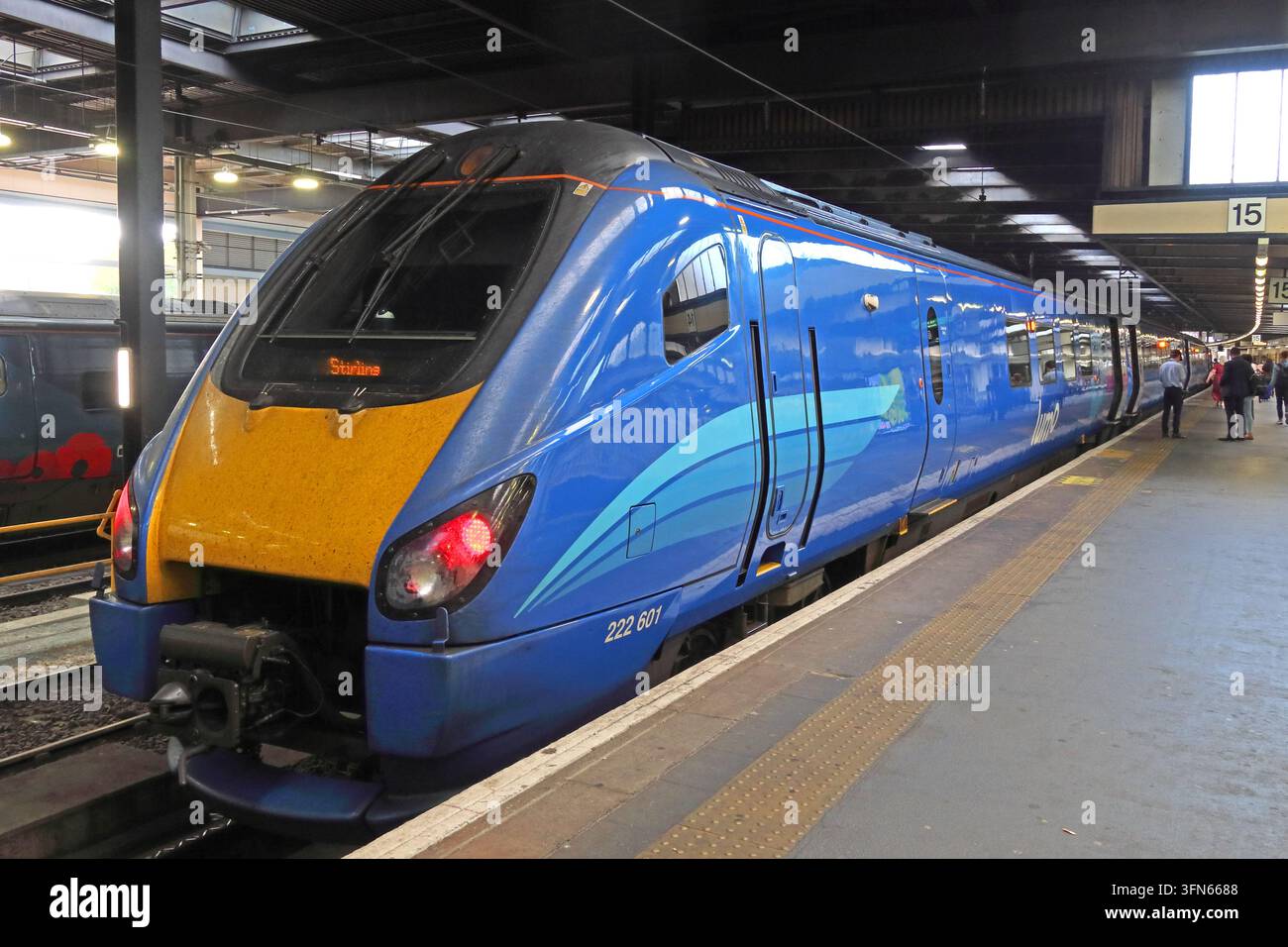Lumo Class 222 222601 at London Euston for the new low-fare service to Stirling via the West Coast Main Line. Stock Photo