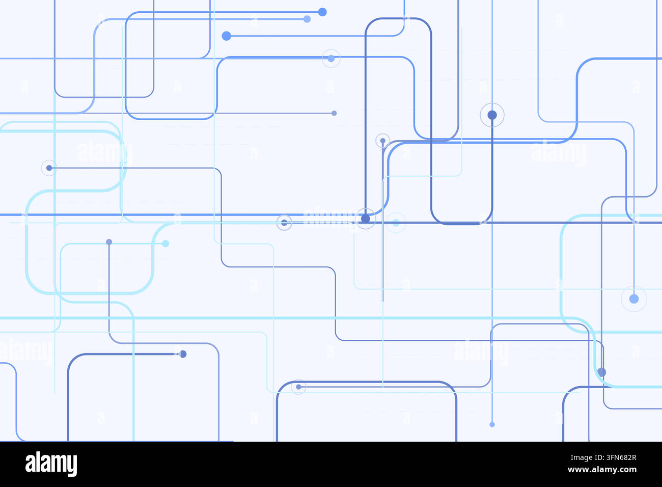 Connected line-and-dot network pattern inspired by circuit board traces and modern data systems Stock Vector