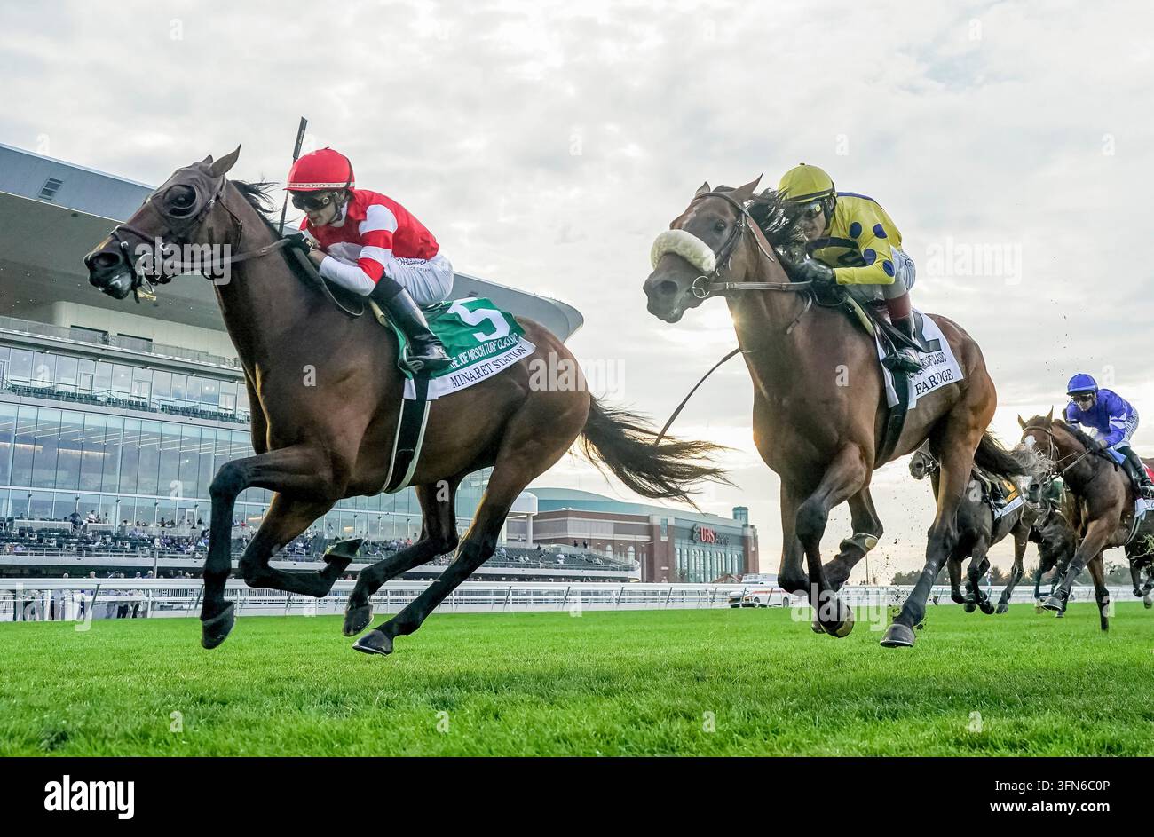 October 1, 2026, USA: Minaret Station (5) ridden by Jose Ortiz wins the ...