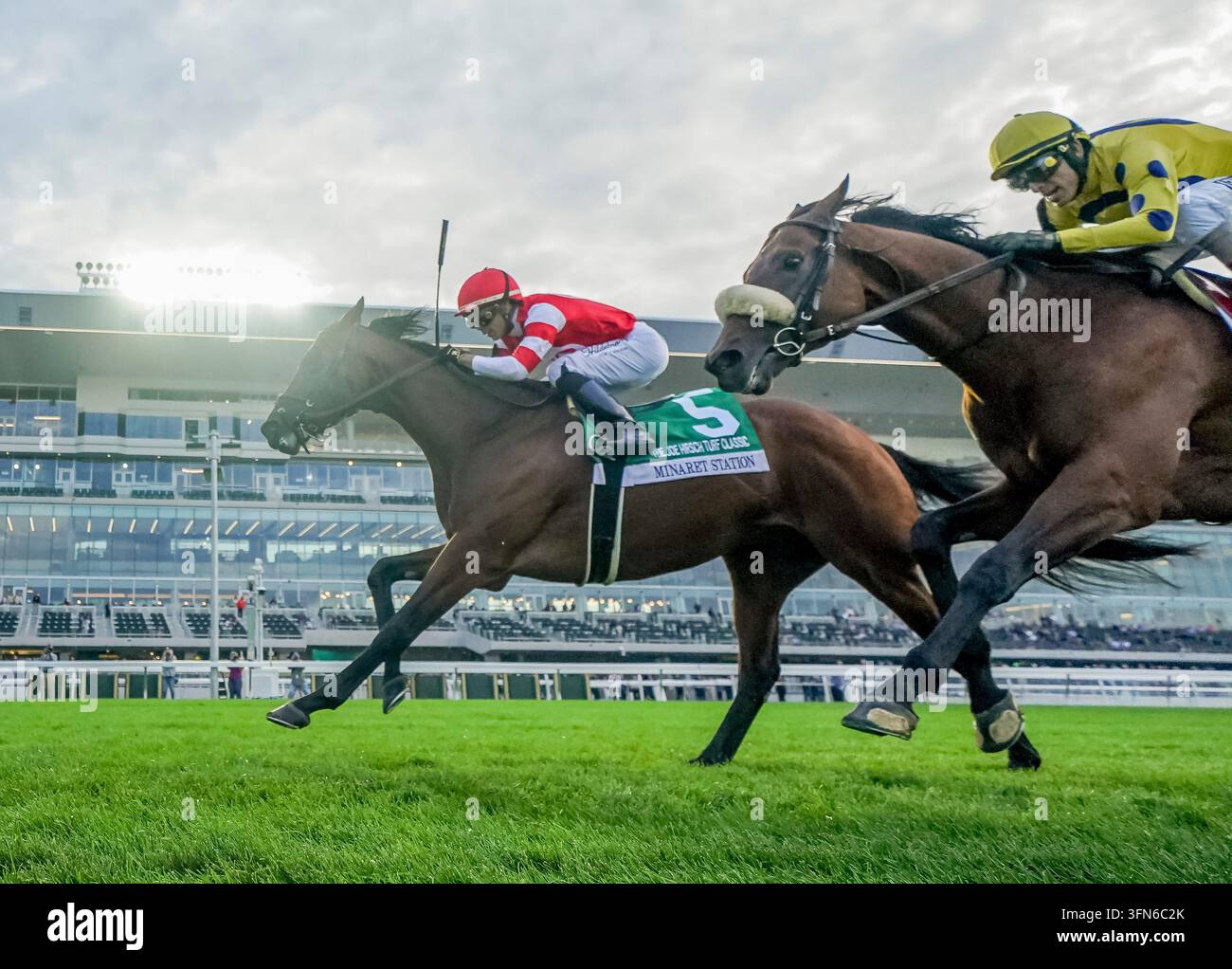 October 1, 2026, USA: Minaret Station (5) ridden by Jose Ortiz wins the ...