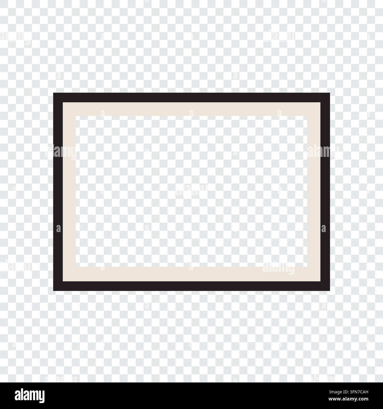 Vector mockup template of a thin black photo frame on a transparent background. Stock Vector