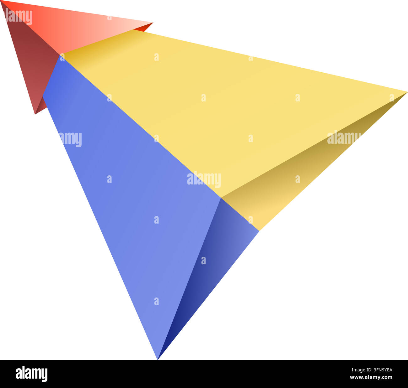 Modern 3D Arrow Cursor Pointer with Red Tip and Yellow-Blue Folded Paper Design, Creative Navigation Vector Element Stock Vector