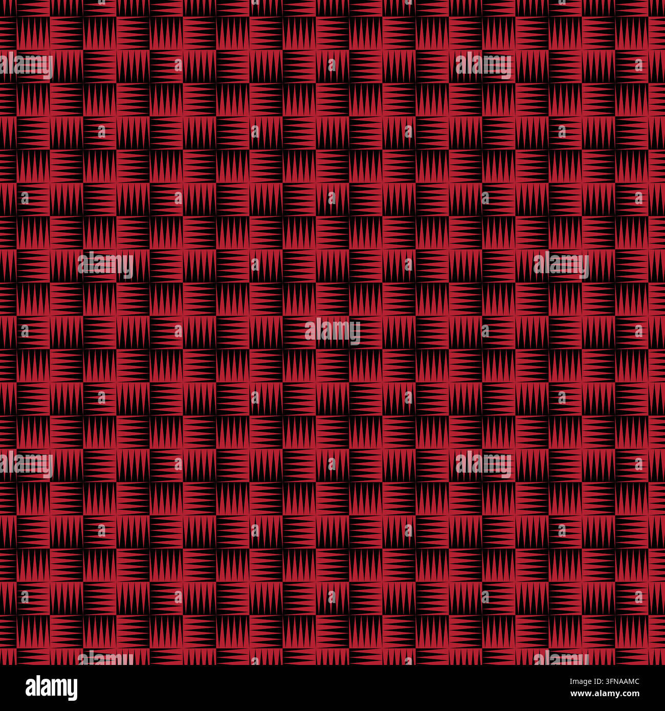 Energetic seamless grid featuring alternating red black spiked squares Stock Vector