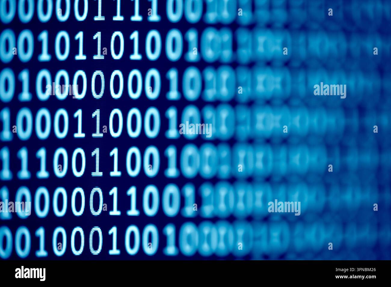 Binary code background on computer screen Stock Photo
