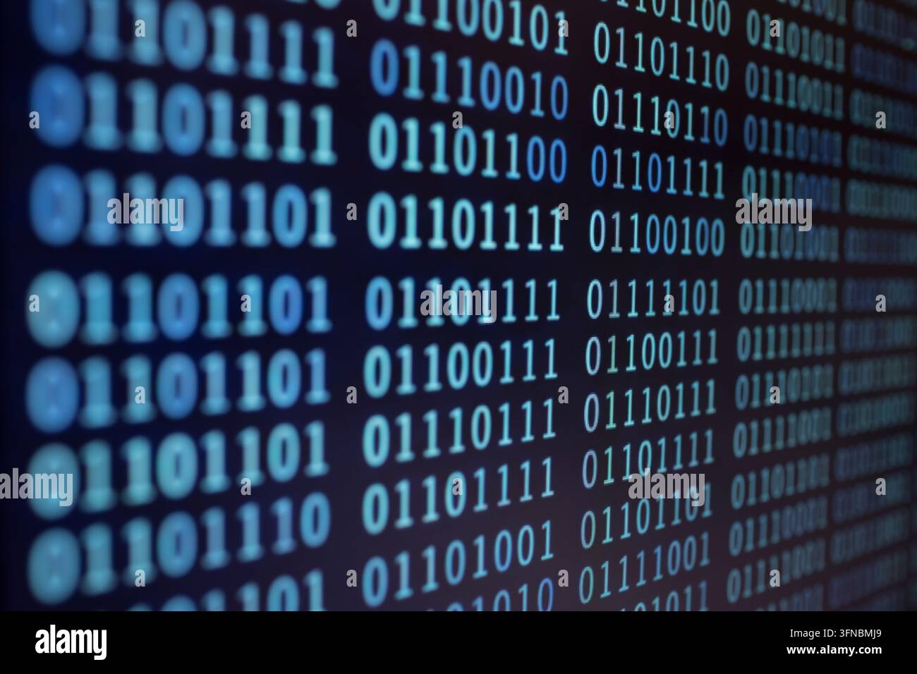 Binary code background on computer screen Stock Photo