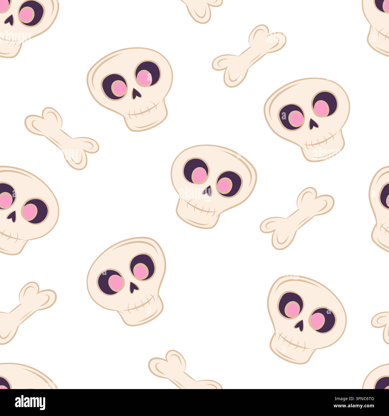 Seamless vector pattern with Halloween skulls and bones Stock Vector