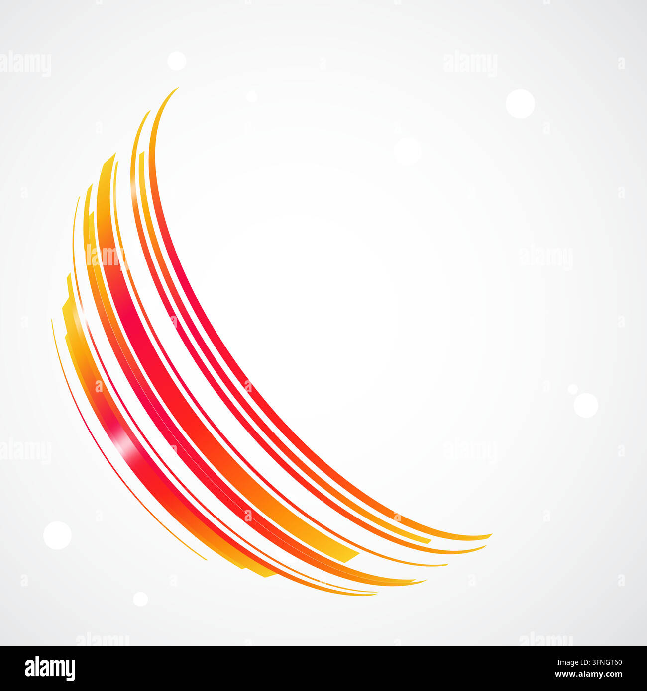 Rectangular gradient strips with squared ends wrap around an invisible sphere to form a spherical ribbon wave on a soft gray vignette background with Stock Vector