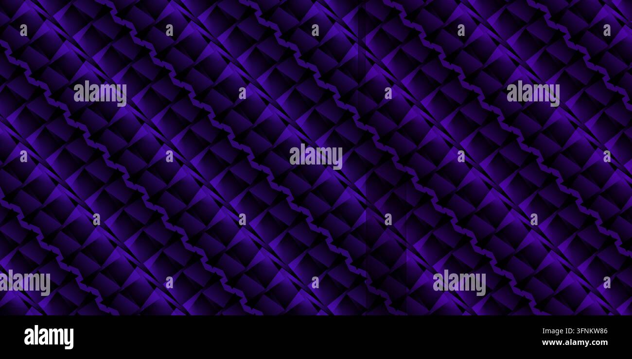 Dark violet abstract geometric pattern background featuring repeating textured shapes for modern design projects. Stock Photo
