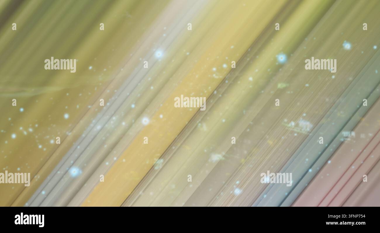 Abstract background featuring diagonal light rays and glowing particles. Stock Photo