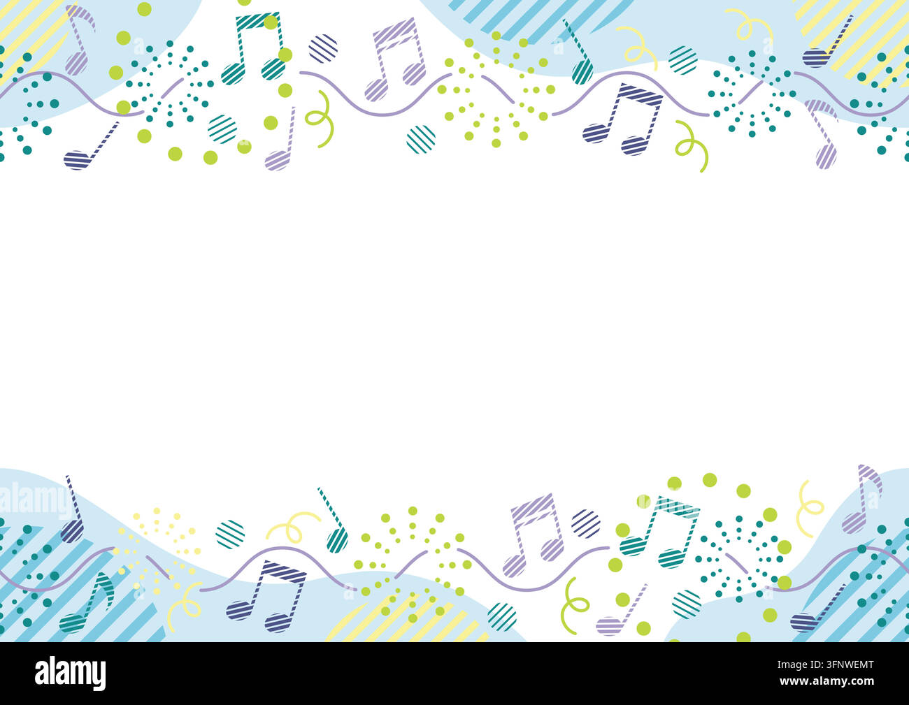 Contemporary-Style Seamless Background With Musical Notes. Horizontally Repeatable Stock Vector