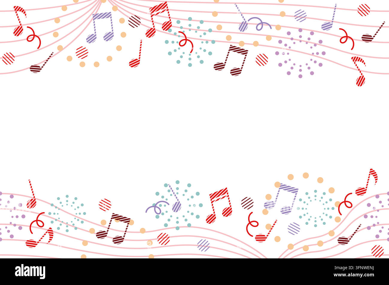 Contemporary-Style Seamless Background With Musical Notes. Horizontally Repeatable Stock Vector